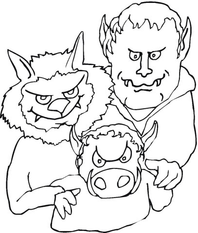 Demon'S Vampire Family  Coloring Page